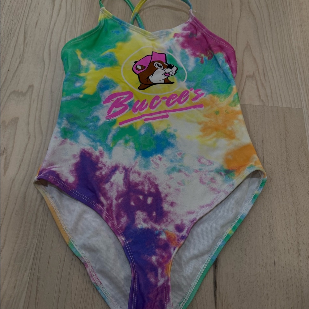 Buc-ee’s One Piece Youth Large Colorful Tie-Dye Swimsuit